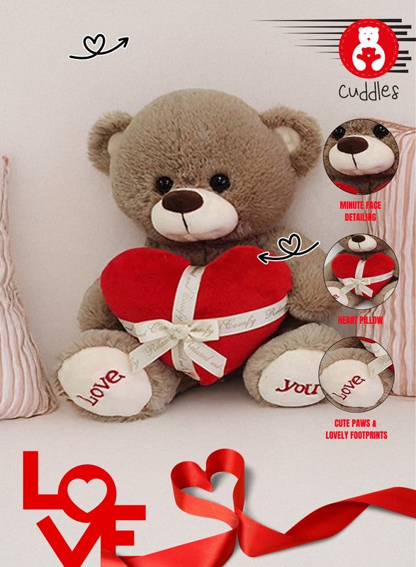 Cuddles Valentines Day Gifts for Him & Her,Teddy Bear with Heart, 25cm Soft Stuffed Bear Plush Toy, Gifts for Girlfriend Boyfriend, Brown - Image 4